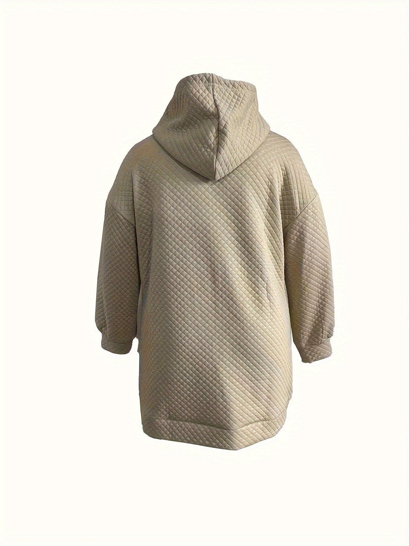 Solid Textured Hooded Sweatshirt Dress