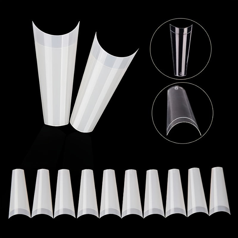 500 Pcs Long Clear Coffin Nail Tips with Case