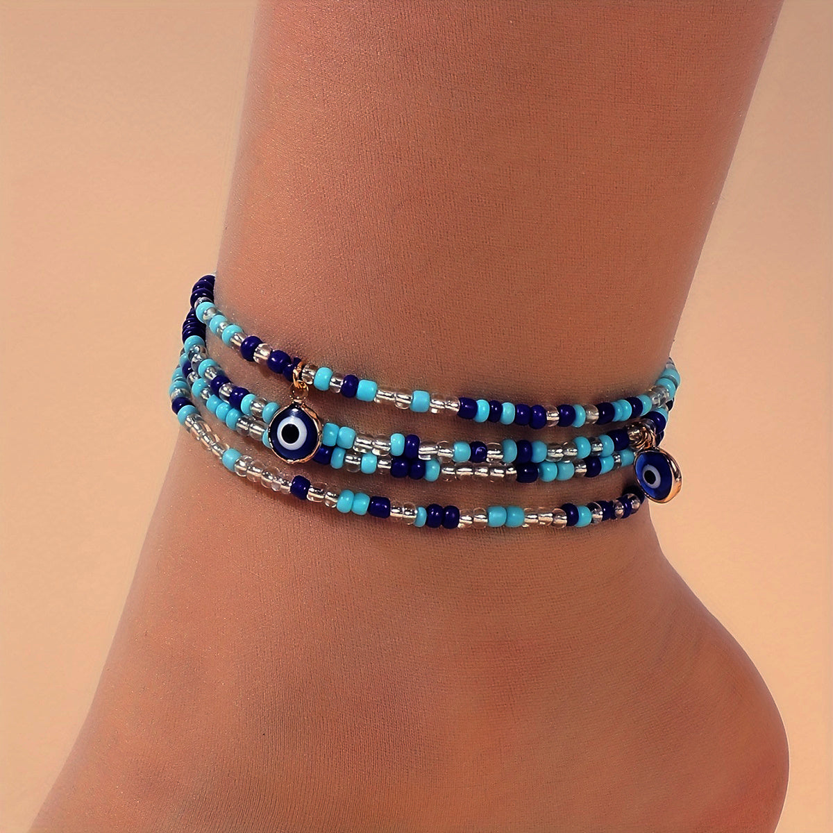 Bohemian Demon Eye Metal Beads Anklets