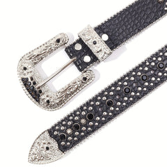 Rhinestone Belt Western Cowboy Cowgirl PU Leather Crystal Studded Strap