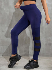 Mesh Stitching Yoga Leggings With Phone Pocket High Waist Yoga Pants