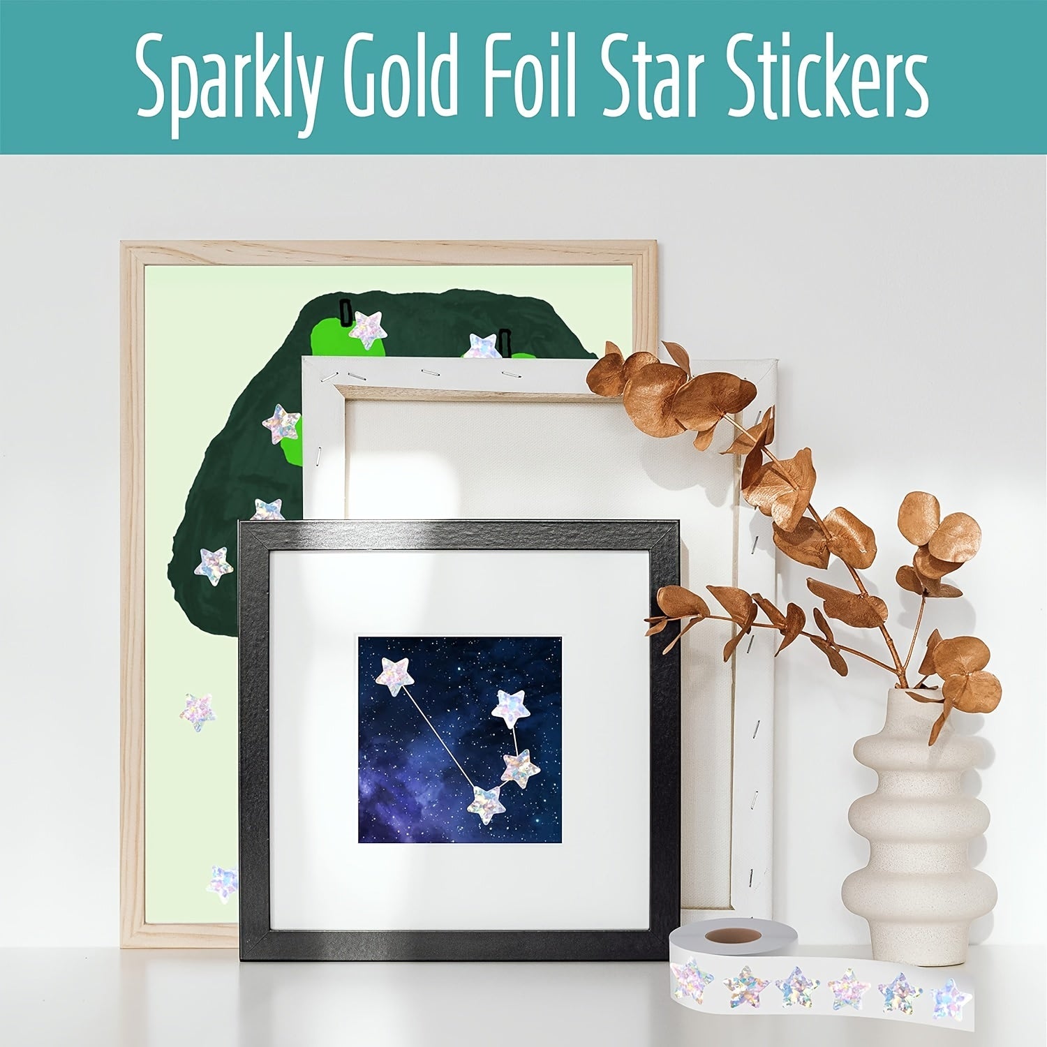 500 Holographic Star Stickers Self Adhesive Glitter Reward Labels