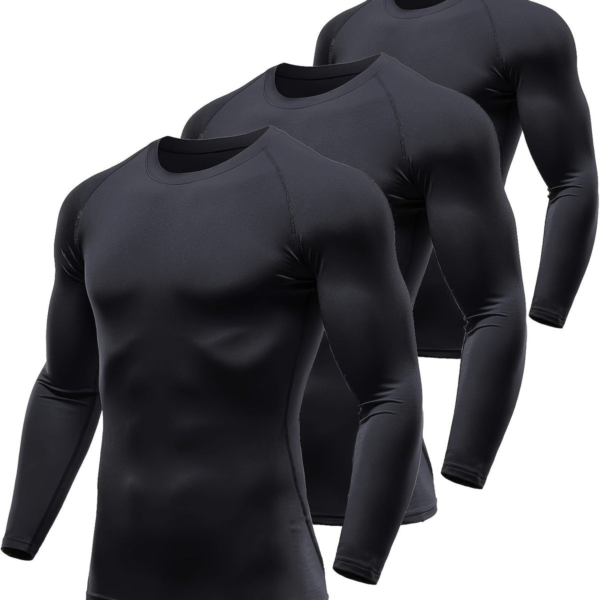 3 Pcs Men's Thermal Compression Shirts Winter Base Layer Top