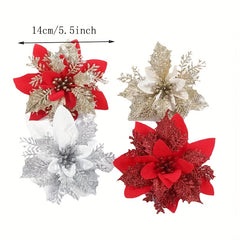 10pcs Christmas Tree Flowers Simulation Christmas Wreath Decoration