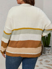  Colorblock Lantern Sleeve Cardigan