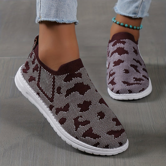 Women's Colorblock Woven Sneakers Low Round Toe Soft Sole Shoes