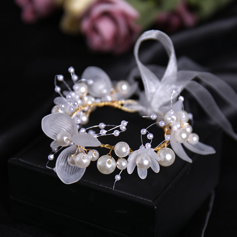 Crystal Pearl Flower Tiara Headband for Women