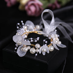 Crystal Pearl Flower Tiara Headband for Women