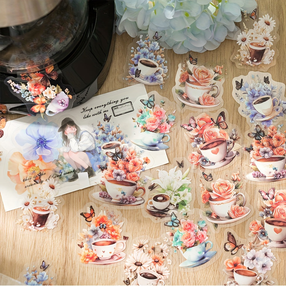 30pcs Coffee Collage Story Series Journal Sticker Pack Retro Afternoon Tea