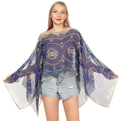 Letter Chain Stripe Shawl Lightweight Sunscreen Large Shawl