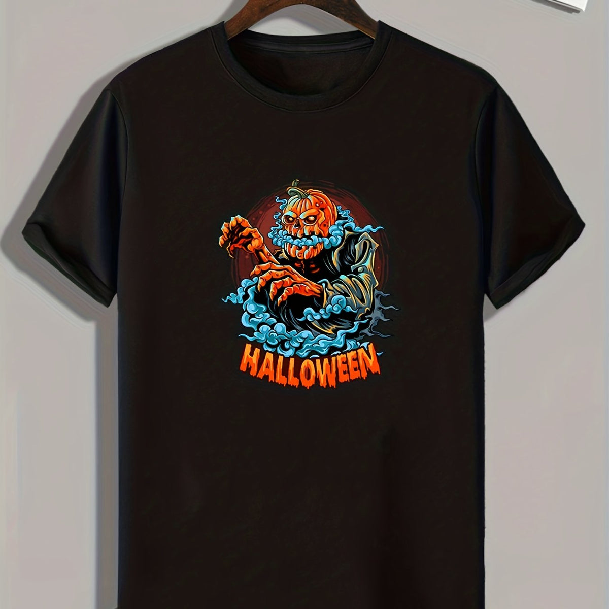 Halloween Pumpkin Devil Pattern T shirt For Men Short Sleeve Top