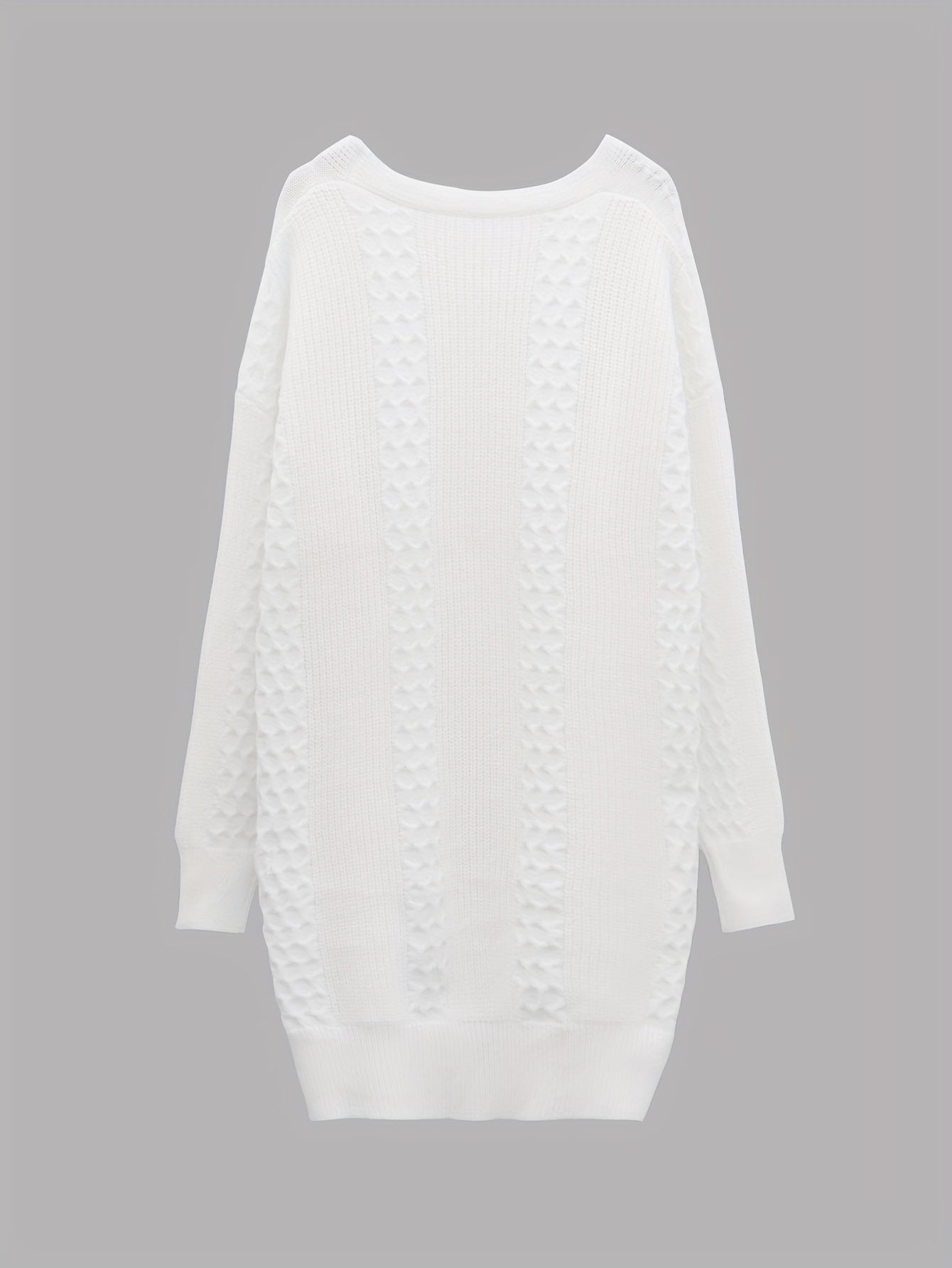  Solid Jacquard Long Sleeve Open Front Cardigan