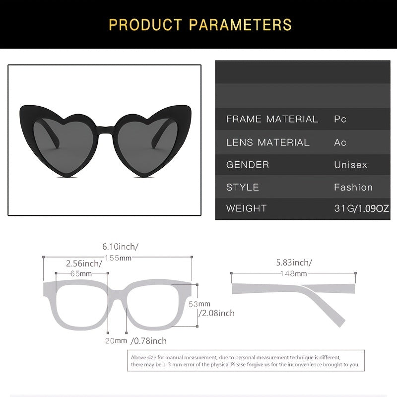 Heart Shaped Jelly Sunglasses Candy Peach Heart Y2K Cat Eye Women Sunglasses