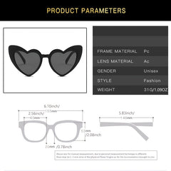Heart Shaped Jelly Sunglasses Candy Peach Heart Y2K Cat Eye Women Sunglasses