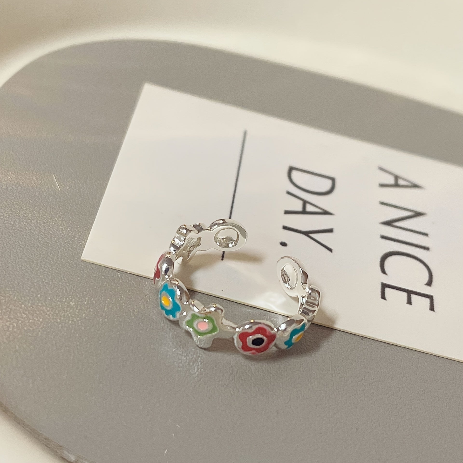 Sweet Small Flower Ring Niche Sense All match Open Ring