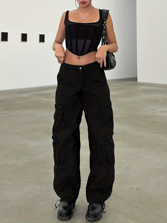 High Waist Vintage Cargo Pants For Hiking Streetwear