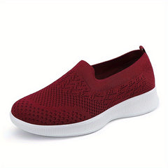 Women's Breathable Knit Flat Shoes Lightweight Low Top Slip On Shoes