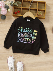 Boys Letter Print Crew Neck Sweatshirt Long Sleeve Top