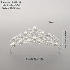 Baroque Bridal Tiara Rhinestone Faux Pearl Crown Headdress