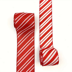 1pc 4 57 Meter Red Stripe Christmas Candy Stripes Wired Ribbons