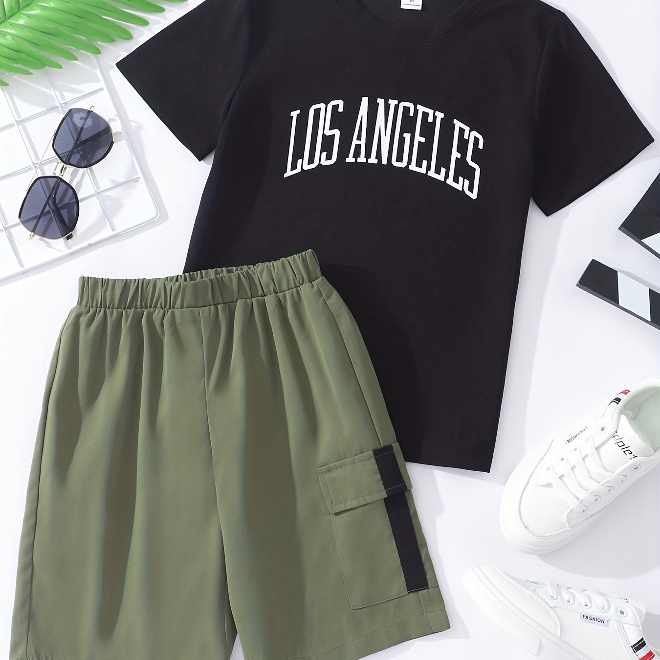 Boys LA Print T-Shirt & Shorts Set for Summer Kids