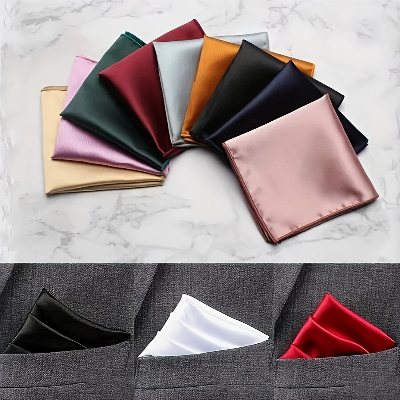 12pcs Men's Pocket Towel Small Handkerchief Solid Handkerchief for Wedding Dress