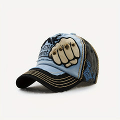 Cotton Sunshade Embroidered Fist Rivet Baseball Cap for Men