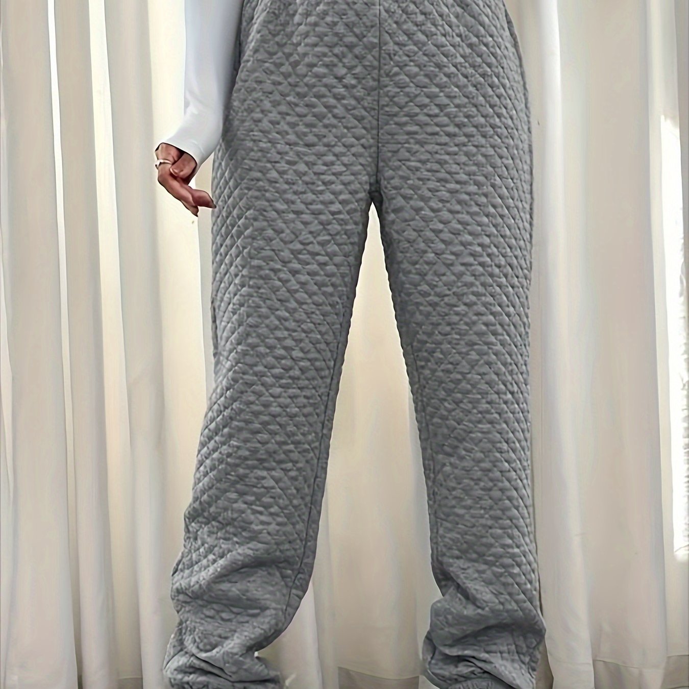  Quilted High Rise Joggers Solid Color