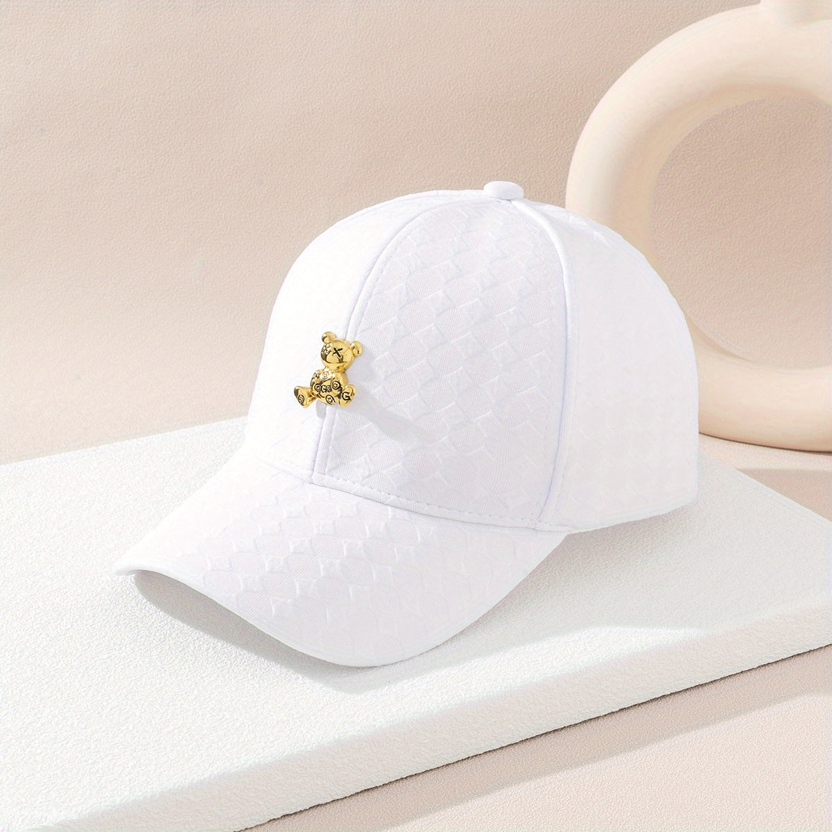 Metal Bear Baseball Cap Embossed Couple Hats Lightweight Sunscreen Dad Hats