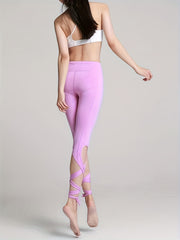 High Stretch Lace Up Leggings High Waist Yoga Running Tight Pants