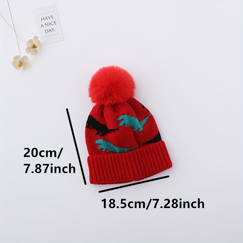 Kids Dinosaur Print Beanie Hat for 1-4 Years
