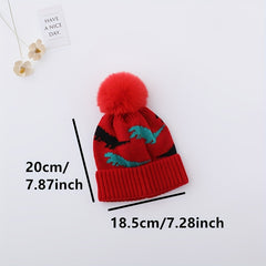 Kids Dinosaur Print Beanie Hat for 1-4 Years