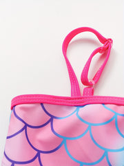 Girls Mermaid Style Fish Scale Tankini Swimsuit