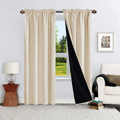 Heat & Sound Insulating Polyester Rod Pocket Curtain for Bedroom & Balcony