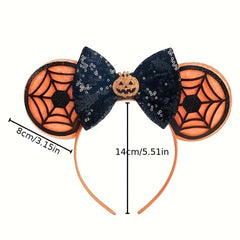 Halloween Mouse Ears Sequin Bow Costume Headgear for Women and Girls