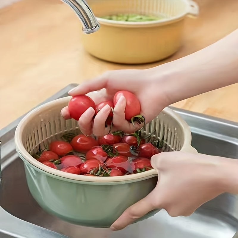 3pcs Reusable Double Layer Drain Basket for Vegetables and Fruits Colander