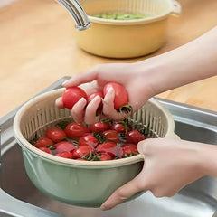 3pcs Reusable Double Layer Drain Basket for Vegetables and Fruits Colander
