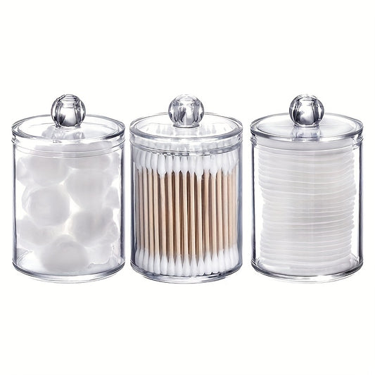 3 Pack Plastic Cotton Swab Ball Pad Holder Bathroom Organizer