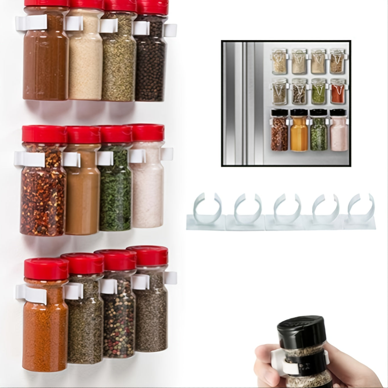 Universal Spice Jar Clips Organizer for Refrigerators