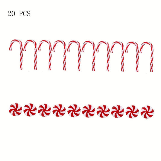 20pcs Christmas Acrylic Candy Cane Decoration Set Red Green Candy Windmill