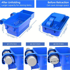Poolside Storage Basket with Cup Holder Hooks for Frame Pools