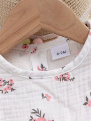 Cotton Bow Flutter Sleeve Floral Baby Dress