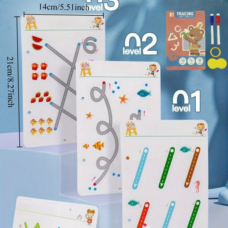 Cartoon Themed 32-Page Pen Control Training Kit for Kids