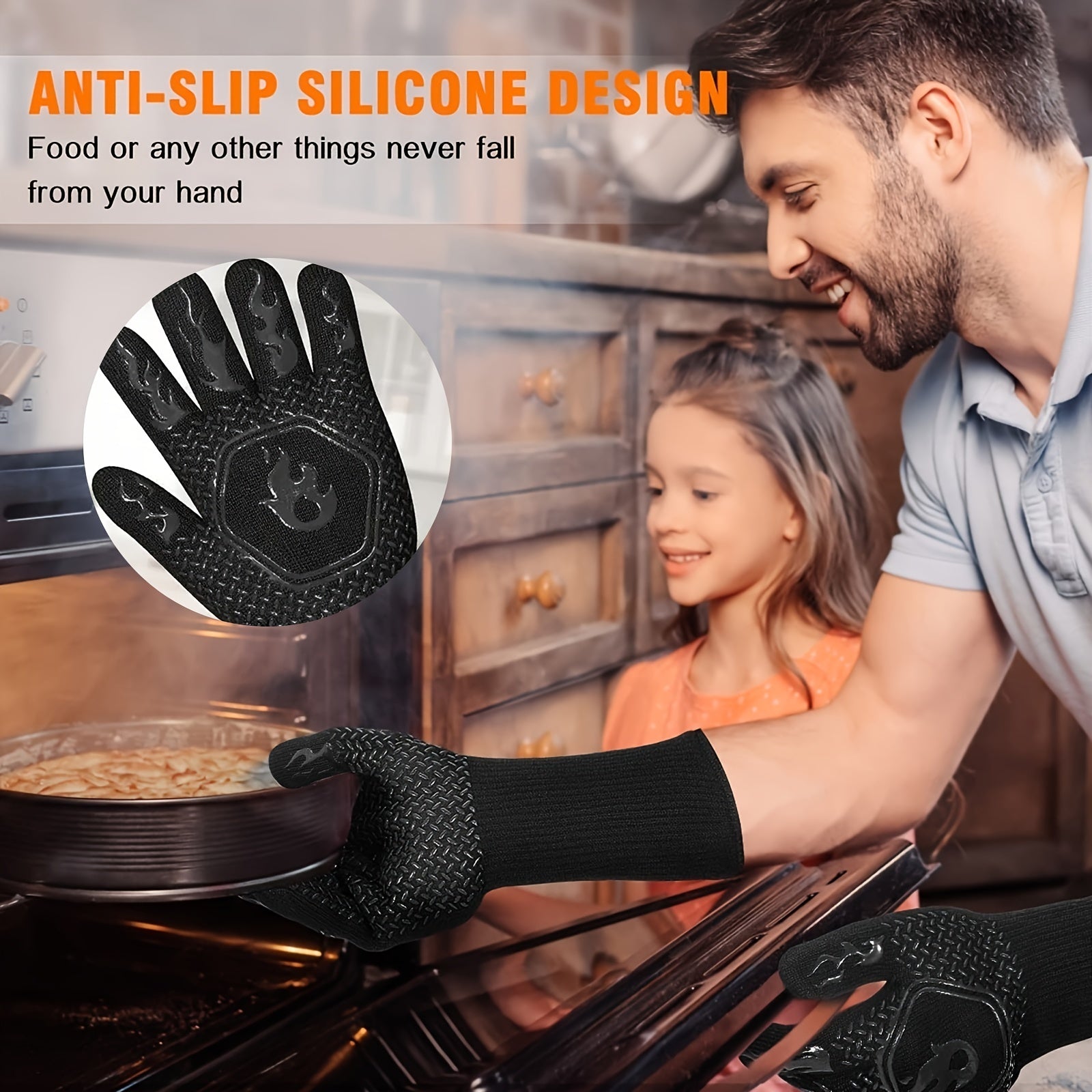 Heat Resistant Protective Mitts 1472 F Silicone Gloves