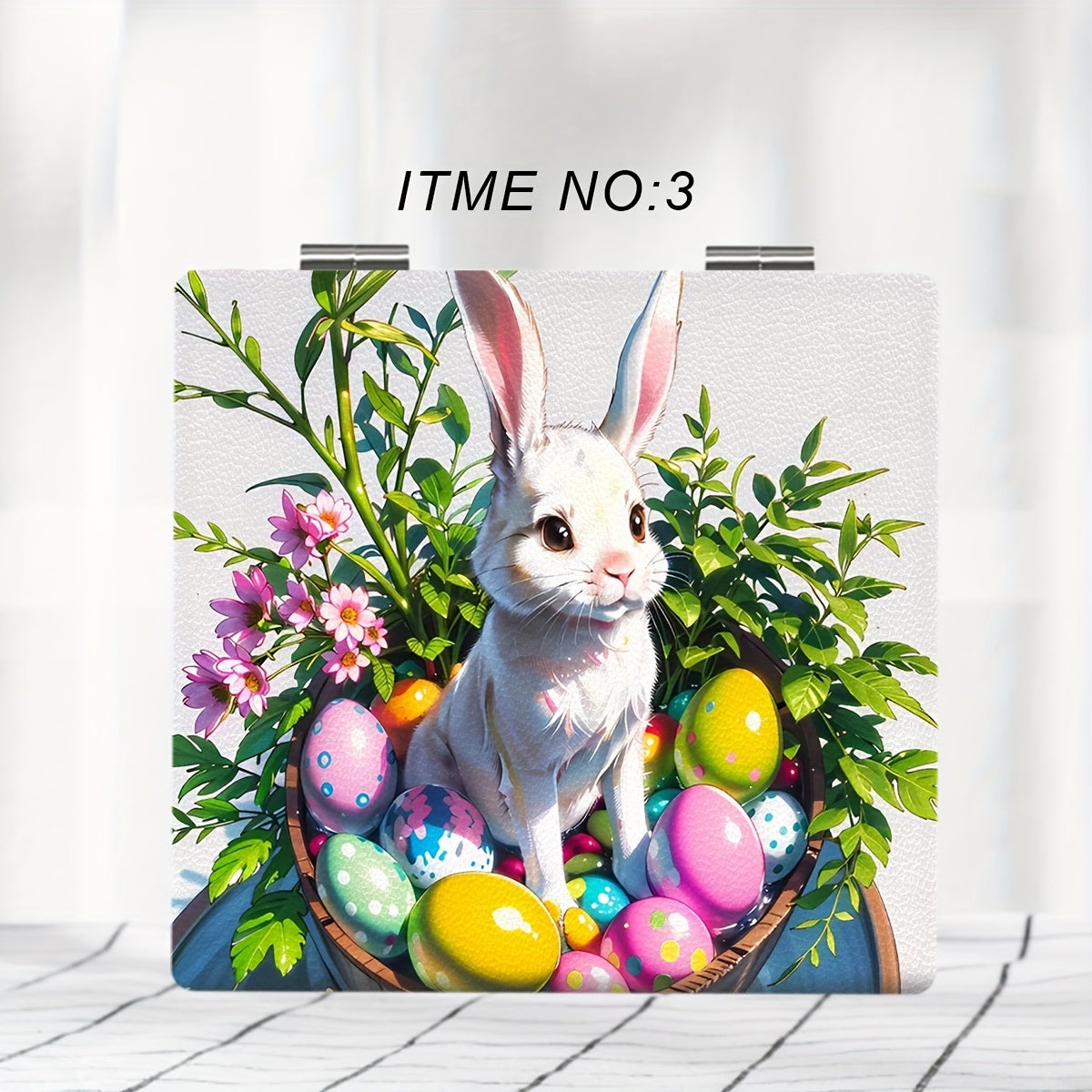1pc Portable Pocket Makeup Mirror Foldable HD Cartoon Bunny Small Mirror