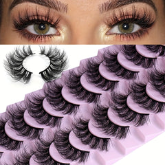 10 Pairs Natural Look False Eyelashes Faux Mink Curling Lashes