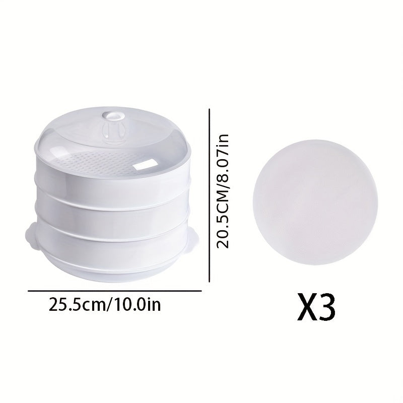 Microwave Steamer with Liner and Lid for Cooking, Bun Bread, Kitchen Supplies