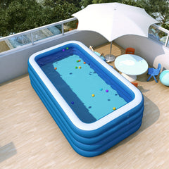 120in 4-Ring Heightening Swimming Pool, Single Layer Bottom, Square Family Pool