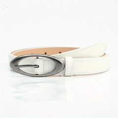 Matte PU Belt Oval Pin Buckle Solid Waistband Casual Jeans Pants Belt