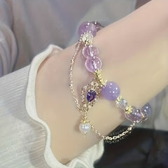 Purple Bead Bracelet Amethyst Beaded Bracelet